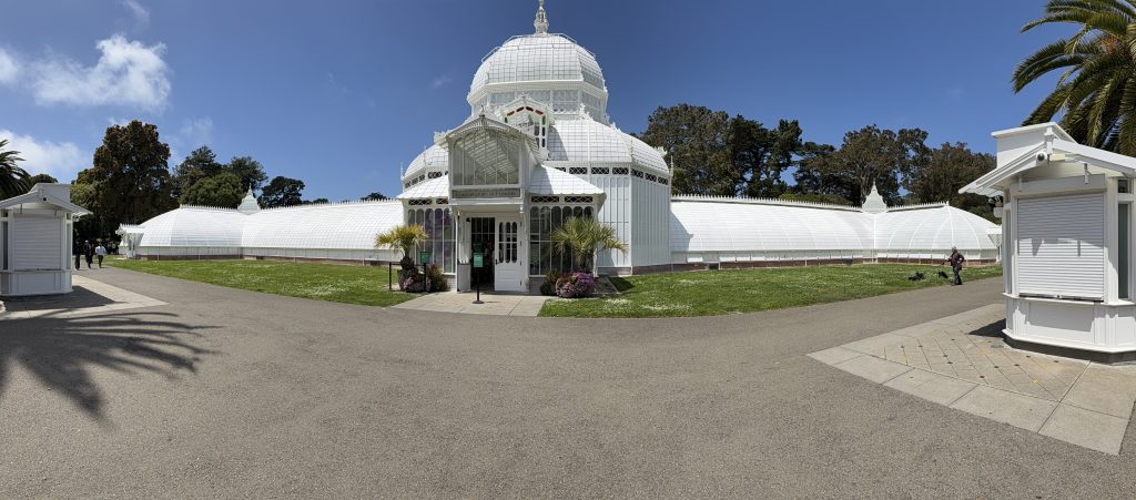 exterior of a large green house