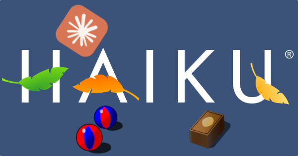 the haiku operating system logo on a blue background. it is surrounded by the claude ai app icon, the jezziku app icon, and the scoundrel solitaire app icon