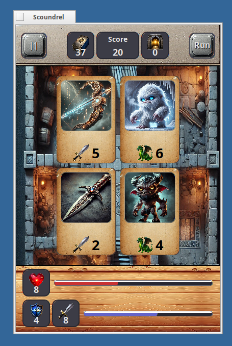 scoundrel solitaire running on haiku