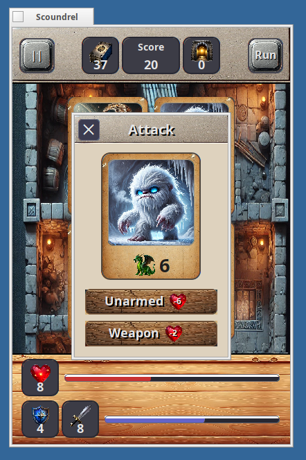 scoundrel solitaire running on haiku