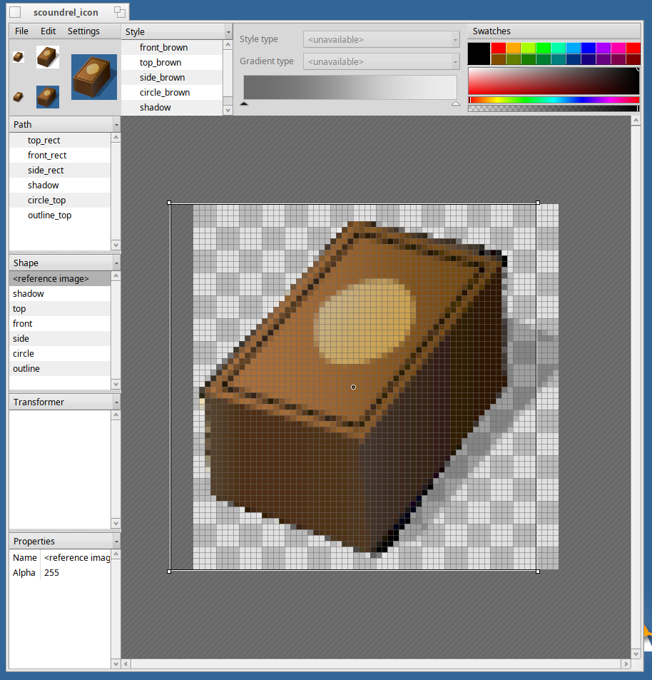 icon-0-matic window in haiku os. an icon resembling a deck of cards is being designed
